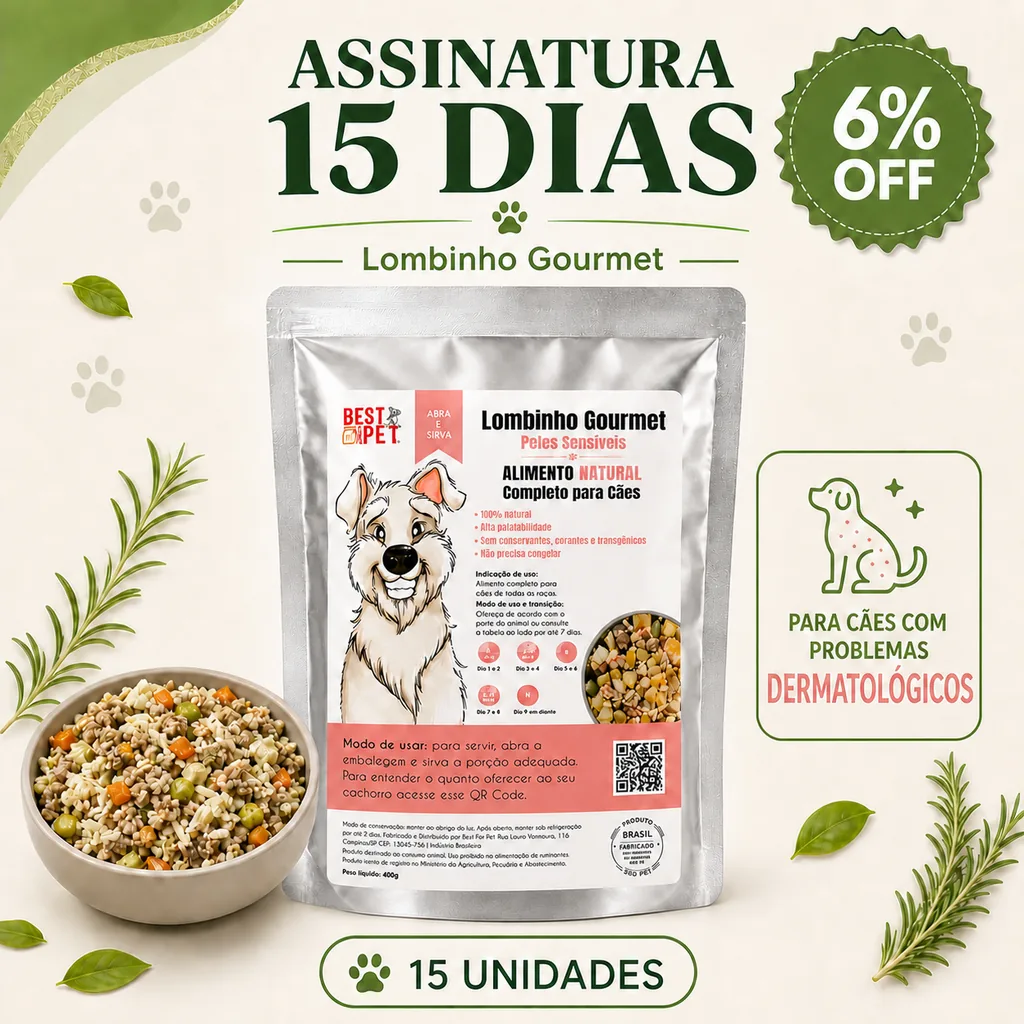 Assinatura Lombinho Gourmet de 15 dias para cães com problemas dermatológicos