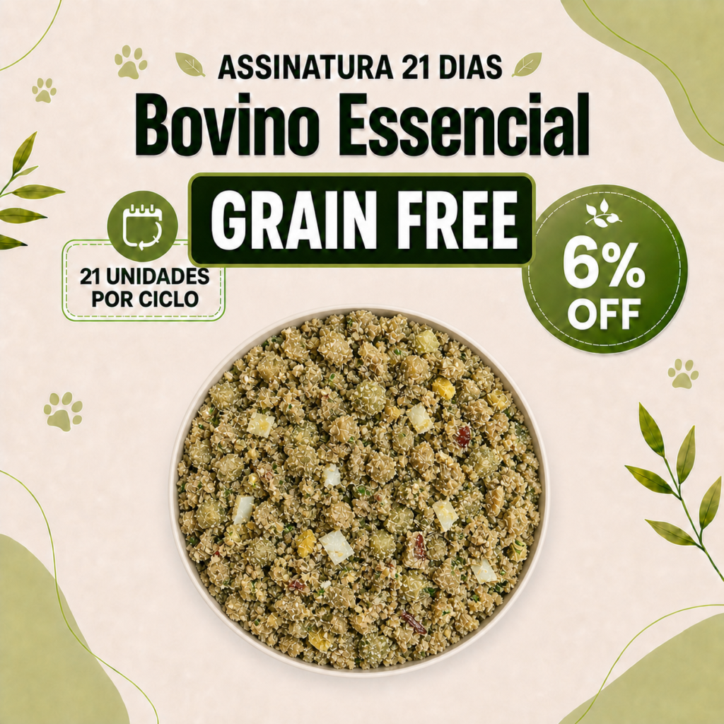 Assinatura Bovino Essencial Grain Free para cães — ciclo de 21 dias