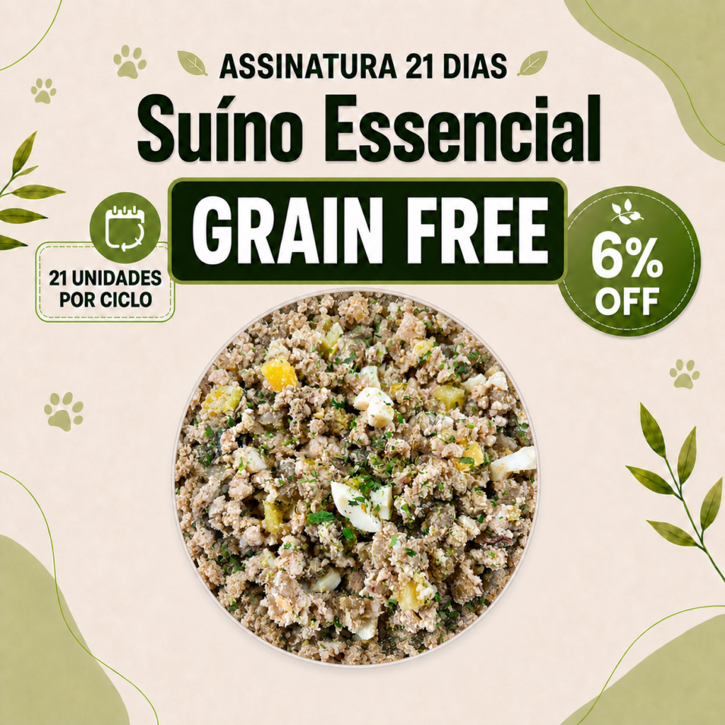Assinatura Suíno Essencial Grain Free para cães — ciclo de 21 dias